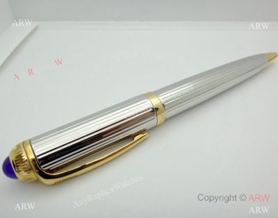 Roadster De Cartier Silver Ballpoint Pen - Gold Clip